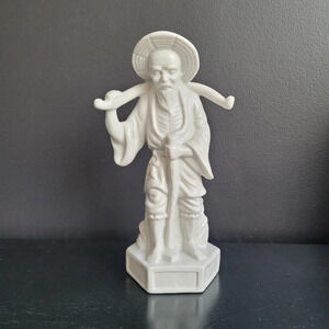 Vintage Chinese Sage Immortal White Porcelain Figurine Statue Made in Taiwan